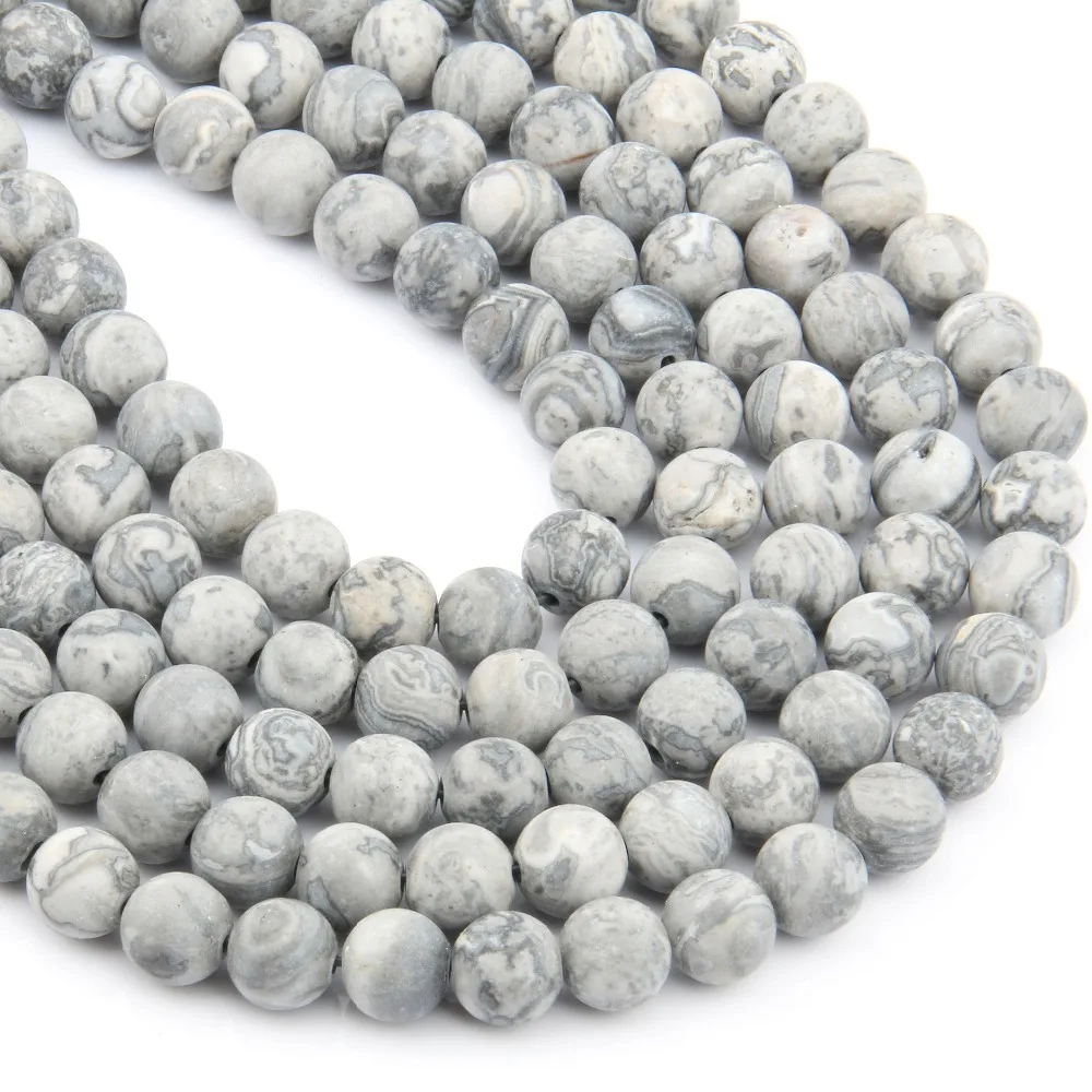 

Natural Dull Polish Map Matte Stone Beads For Jewelry Making DIY Bracelet Necklace 4/6/8/10 mm Strand 15''