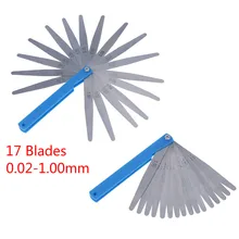 1 ensemble métrique palpeur jauge 17 lames 0.02-1.00mm mesures outils acier inoxydable pliable épaisseur écart remplisseur palpeur jauges