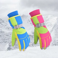 Зимние профессиональные лыжные перчатки для девочек и мальчиков, водонепроницаемые теплые перчатки для снежной погоды, ветрозащитные перчатки для катания на лыжах, сноуборда