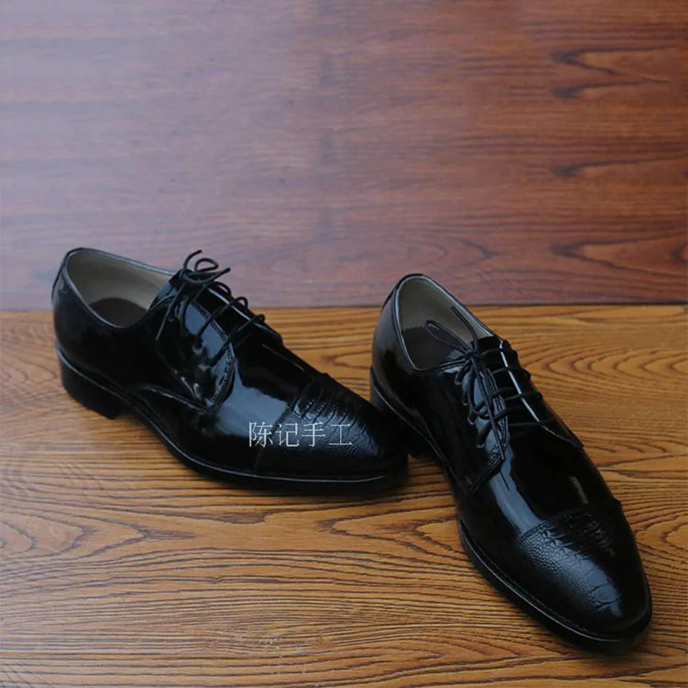 Oxfords Sapatas Apontado Tamanho Goodyear Importado Sapatos Dedo Welted Brilhante Patente Dos Sipriks Preto Big Vestido De Homens Couro Pé Do Igreja HaIw5q