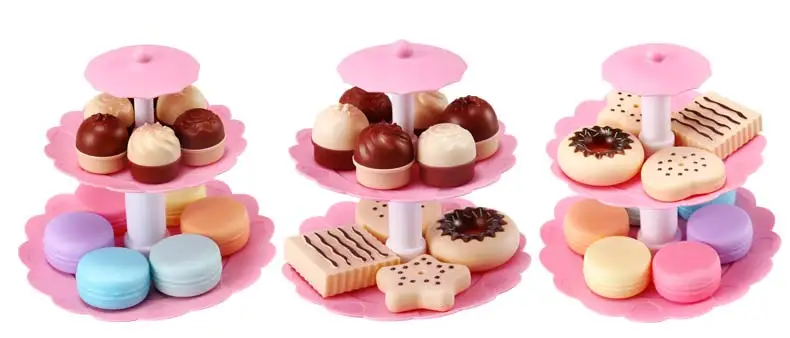BEI JESS 23 шт. девушка розовый торт башня мини печенье Еда Набор пластиковые Кухонные Игрушки Дети ролевые игры подарок на день рождения