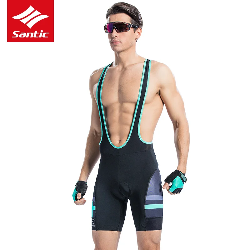 

Santic Men Cycling Bib Shorts Pro Fit Summer Shockproof 4D Pad Long Distance Road MTB Bicycle Riding Bib Shorts Asia Size S-4XL