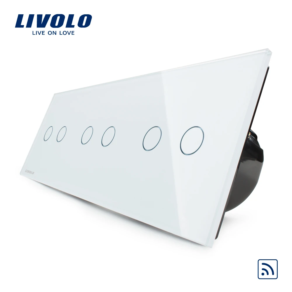 Livolo EU Standard Wireless Switch Luxury Wall Triple Touch Remote Switch VL C706R 11 With White
