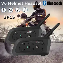 2 шт. V6 полный дуплекс мотоцикл гарнитуры Bluetooth Шлем Интерком на 6 riders Беспроводной Walkie Talkie переговорные MP3 gps