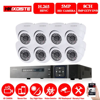 

HKIXDISTE 5MP CCTV Surveillance Kit 5.0MP Security Camera System 8ch DVR 1944P Video Output Kit CCTV Easy Remote View on Phone