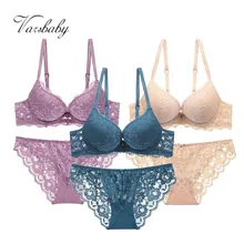 Varsbaby 3 шт./партия сексуальный кружевной комплект нижнего белья пуш-ап однотонный Цветочный комплект нижнего белья на косточках для женщин