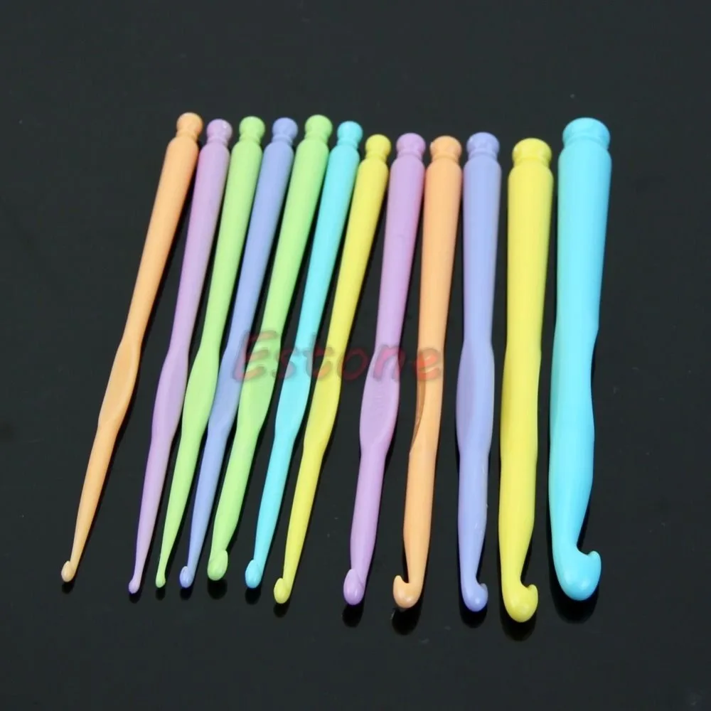 New Multicolor Plastic Knitting Needles Crochet Hooks Knit ...