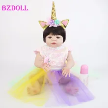 55 см силиконовая кукла-реборн на все тело для девочки, мягкая виниловая кукла для новорожденного принцессы, для дня рождения, Bonecas Bebe Alive, игрушка для купания