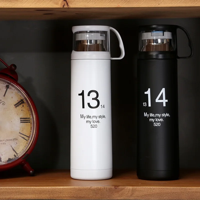 500ml Stainless Steel Thermocup Vacuum Flasks Black Transparent Cover
