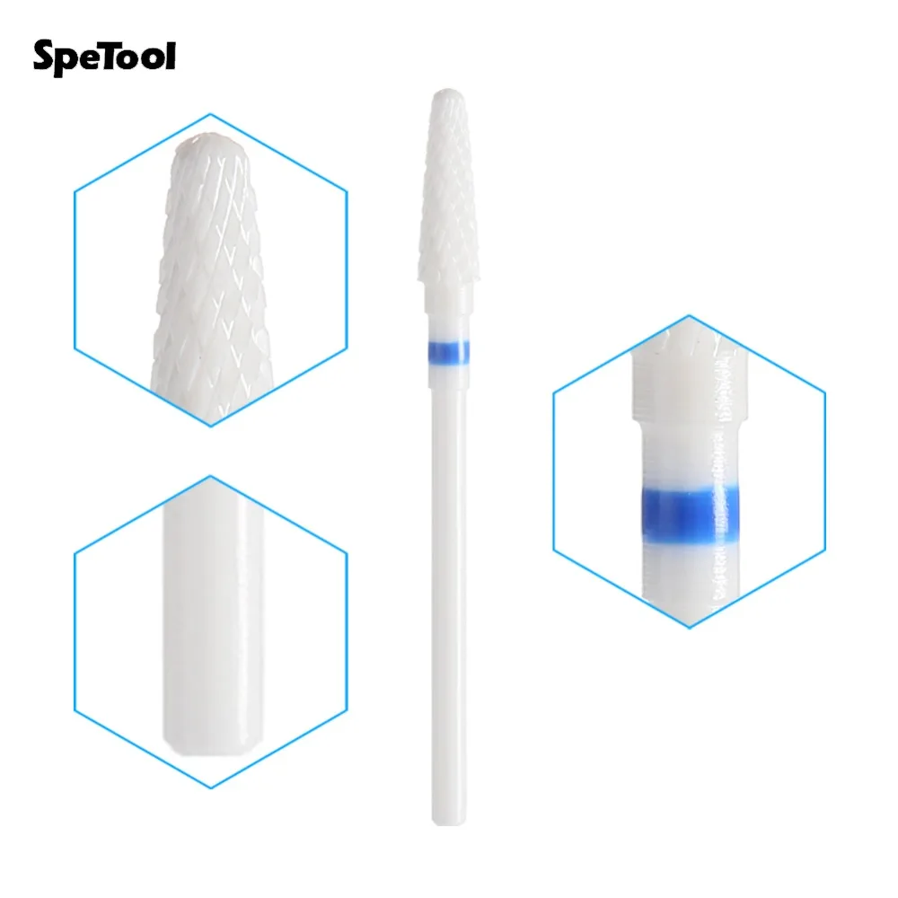 

SpeTool 1Pc Electric Nail Drill Machine Bits for Pedicure Ceramic Nail Bits Teeth Whitener Rotated Burr Flame With Cut On Top 40