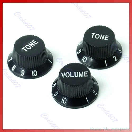 

New 1-Volume 2-Tone Black Guitars Strat Control Knobs for Stratocaster Drop Ship