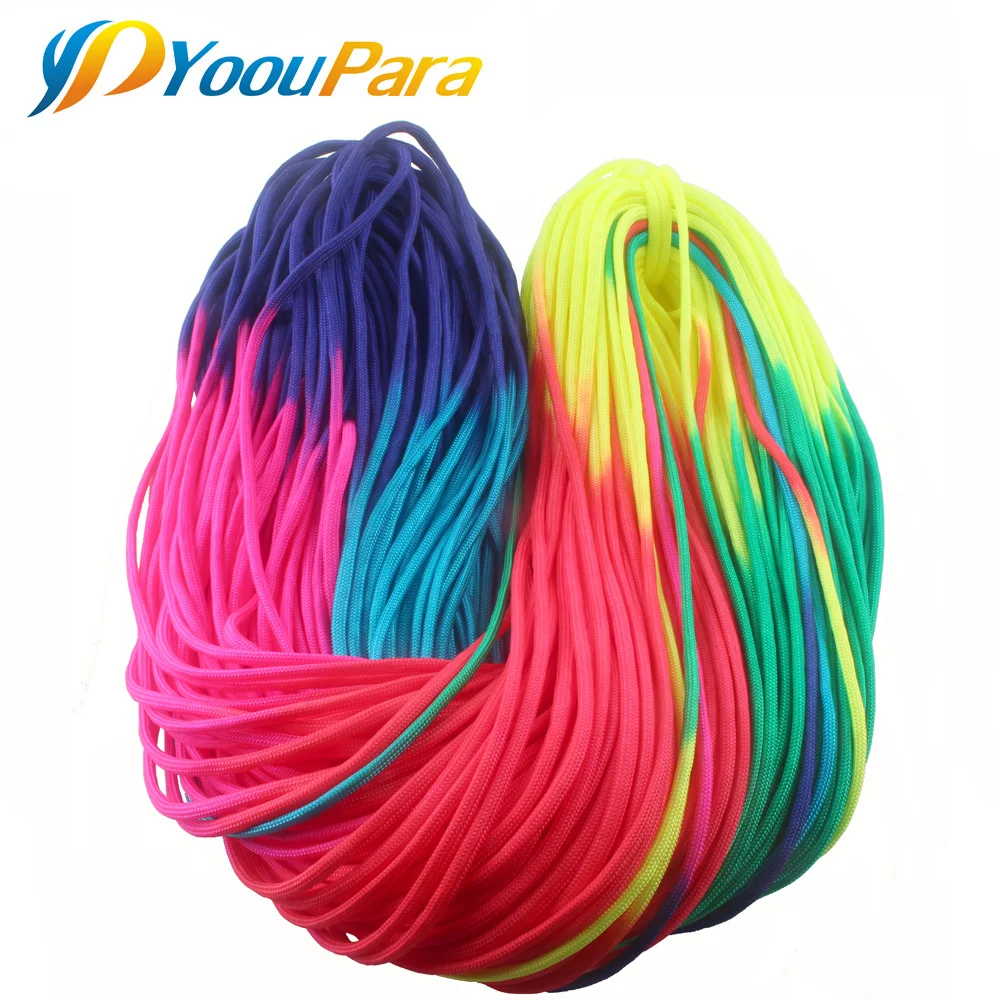 100 متر (328 قدم) rainbow 4 ملليمتر 7 فروع paracord حبل 550 المظلة الحبل اليابس الكاملة cuerda escalada paracorde outdoor سوار كيت