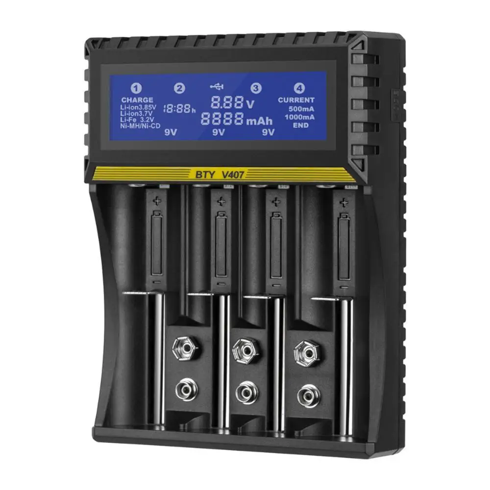 

4 Slots Multi-function Battery Charger Li-ion Li-fe Ni-MH Ni-CD Smart Charger for AA/AAA/18650/26650/6F22/16340/9V Battery