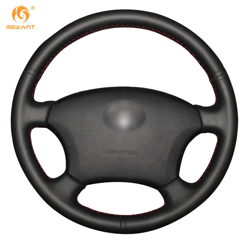 MEWANT Black Genuine Leather Car Steering Wheel Cover for Toyota Land