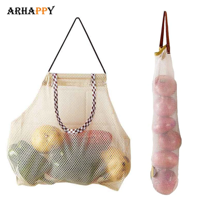 

Kitchen Hanging Storage long Bags For Potatoes Onions Garlics bag Net bag Tote Bags