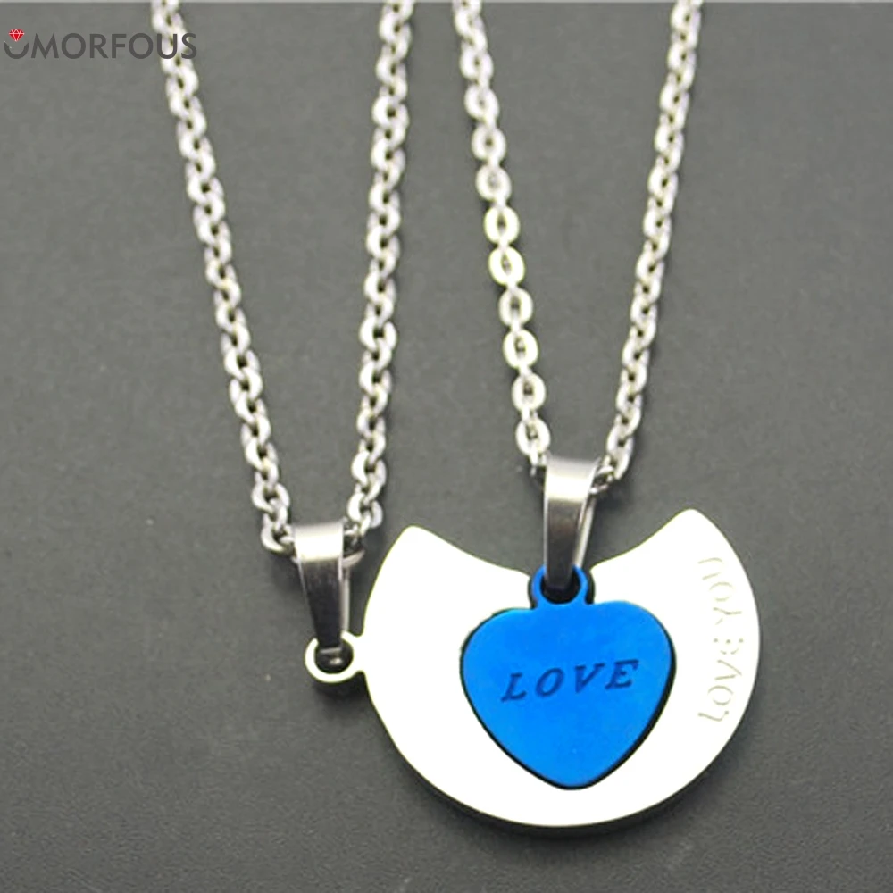 Real titanium steel 10 Sets/Lot High Quality Two pcs Heart Sharp Lovers