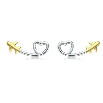 

Plane Stud Earrings 2019 Sterling Silver 925 Heart-shape Long Ear Studs Jewelry Girl Gifts Korean Earrings SCE632