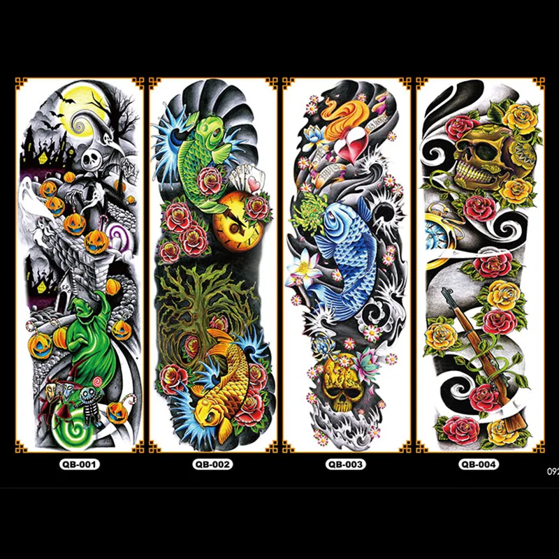 

Temporary tattoos waterproof false black women tattoo tattoo stickers children man whole tattoo on the arm 17X48CM