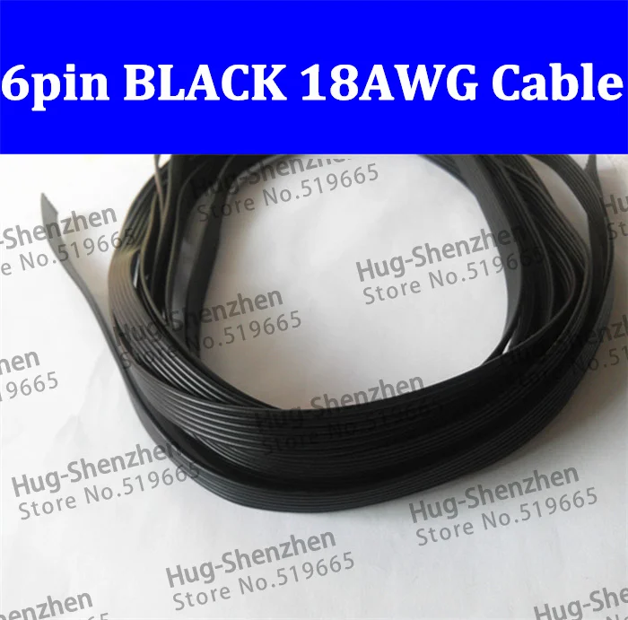 

High Quality 6-pin 6pin all BLACK /3 yellow+3 black 1007 18AWG cable for led pixel module 6P connector 6-pin ribbon cable