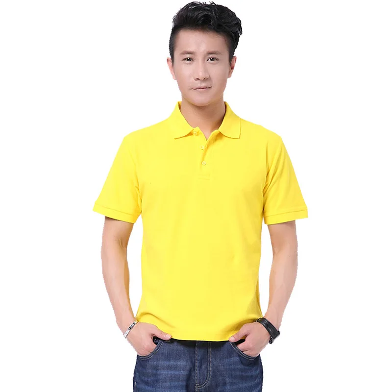 

Mens Polo Shirts Plain Cotton 220g Short Sleeves Turn-Down Collars Clothes Camiseta Masculina Business Casual