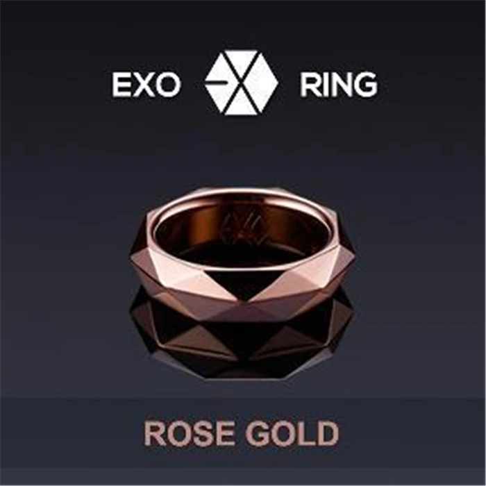 

Fashion Fashion idol inspired by celebrities star EXO gold jewelry engraved stainless steel EXO Kpop k-pop jewelry finger ring