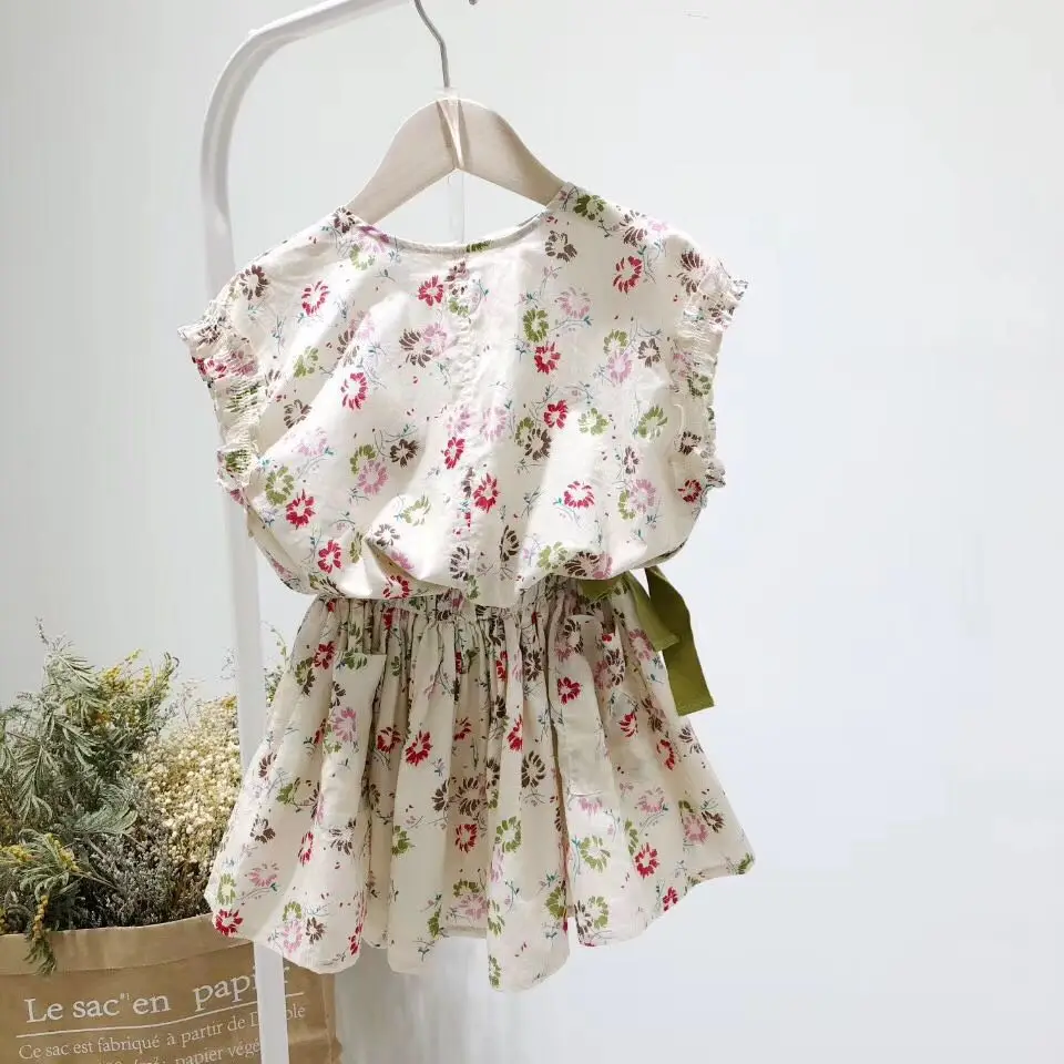 

2019 Summer Toddler Baby Girls Flower Top+ Skirt Kids Clothing Set for Girls Boutique Clothes