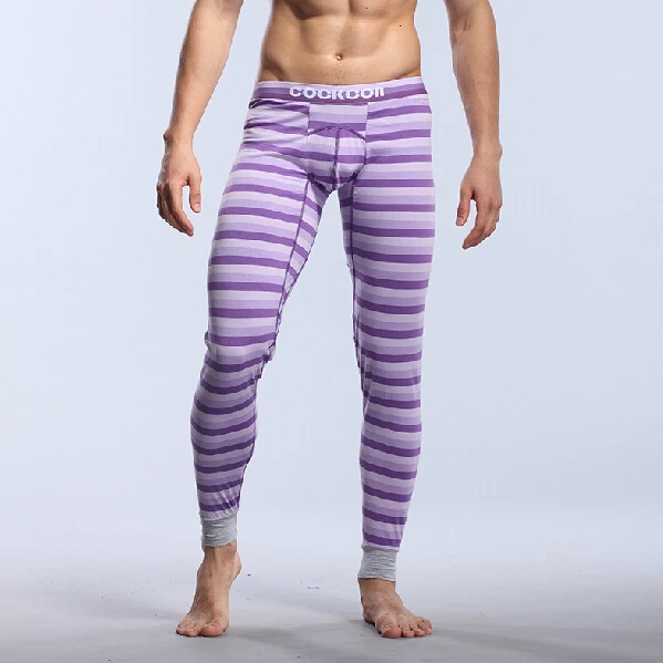 New Cockcon men's thermal long johns male slim stripe long johns gradient color male legging 4 colors size M L XL XXL New Cockcon men's thermal long johns male slim stripe long johns gradient color male legging 4 colors size M L XL XXL