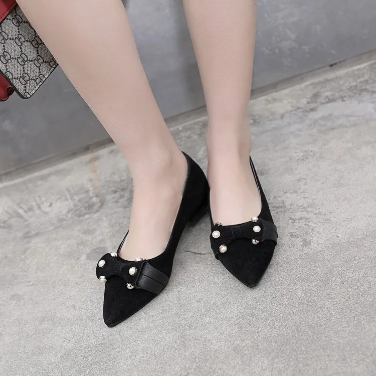 

Big Size 9 10 11 12 ladies high heels women shoes woman pumps Sharp Pearl Butterfly Knot Shallow Mouth Single Shoe