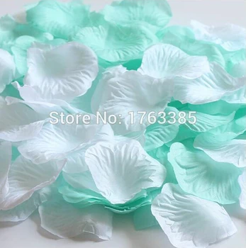 

2000PCS Mixed Mint Green & White Silk Rose Petals Wedding Flowers Party Centerpieces Table Scatters Bridal Shower Decoration
