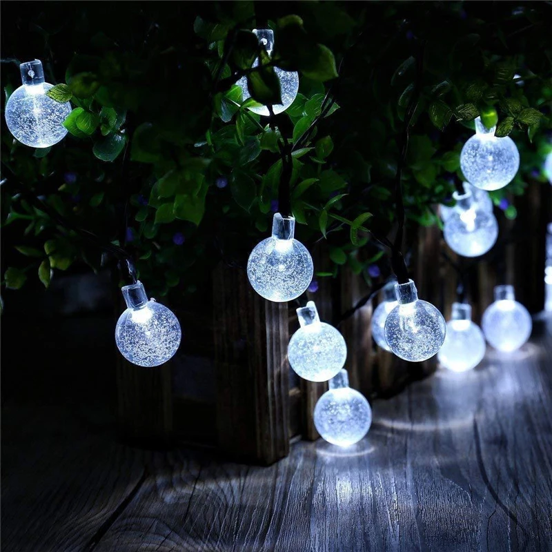 NEW 20/30/50 LED Crystal ball LED Solar Lamp Power LED String Fairy Lights Solar Garlands Garden Christmas Decor For Outdoor