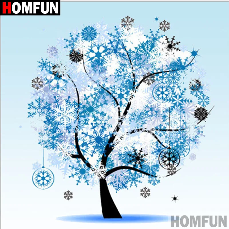 Алмазная 5D картина HOMFUN сделай сам полноразмерная/круглая 3d-вышивка Зимнее дерево