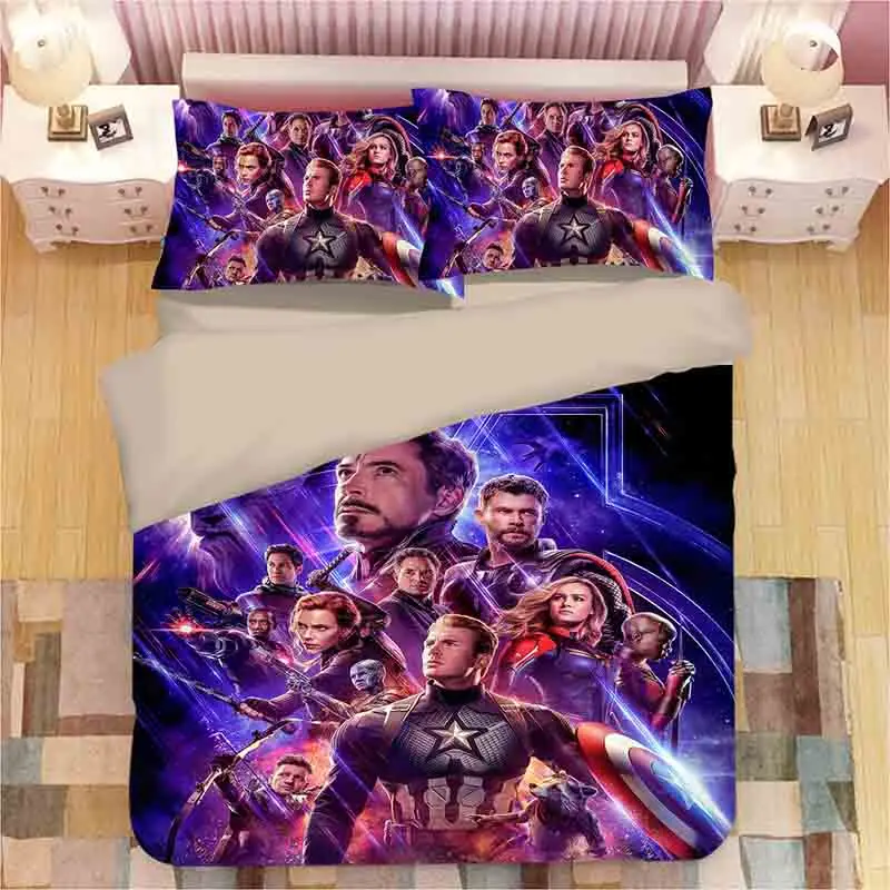 Комплект постельного белья с 3D танос, Мстители Marvel, Железный человек, Капитан Америка, Тор, Невероятный Халк, одеяла, комплекты постельного белья - Цвет: 1