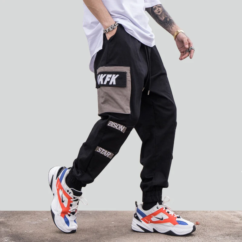 

Streetwear Cargo Sweatpants Men Joggers Pocket Pant Harem Male Skateboard Trousers 2019 Fashion Mens Sweat Pants US Size GY33