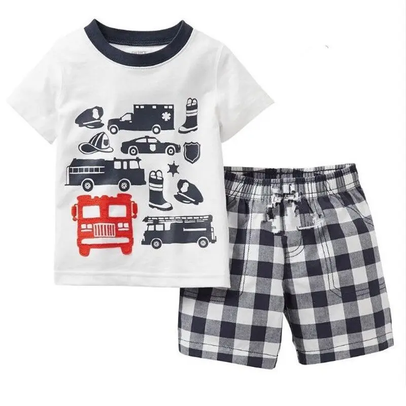 Пижамные костюмы для маленьких мальчиков летние футболки+ штаны, комплекты детской одежды хлопковая детская одежда для сна ночная рубашка, футболки hgy677