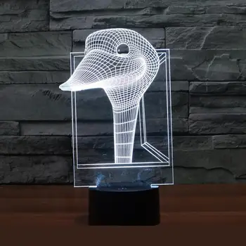 

New Trade 3d Lamp Colorful Ostrich Head Table Lamps Acrylic Vision Luminaria De Mesa Led Night Light Veilleuse Enfant 3d Light