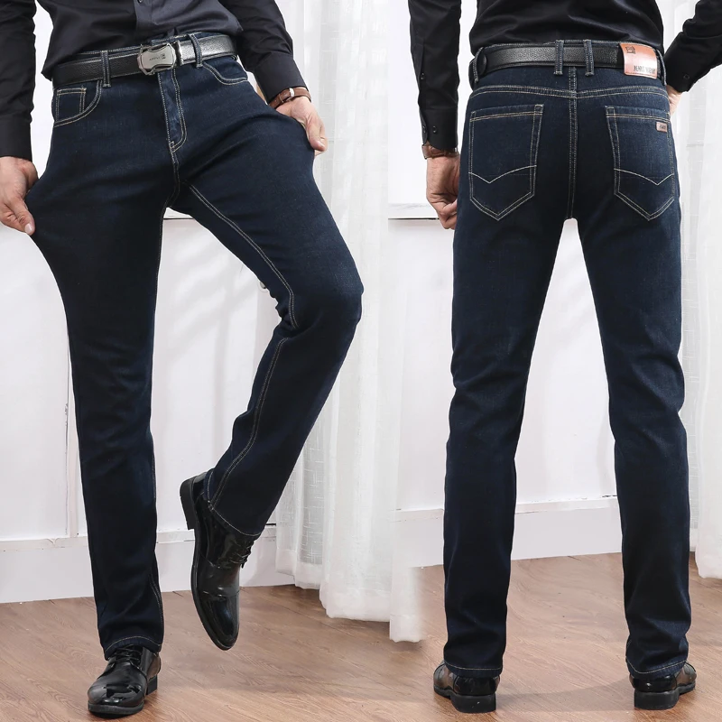 Мужские джинсы зимние теплые утолщение стрейч джинсовые мужские Slim Fit Брюки