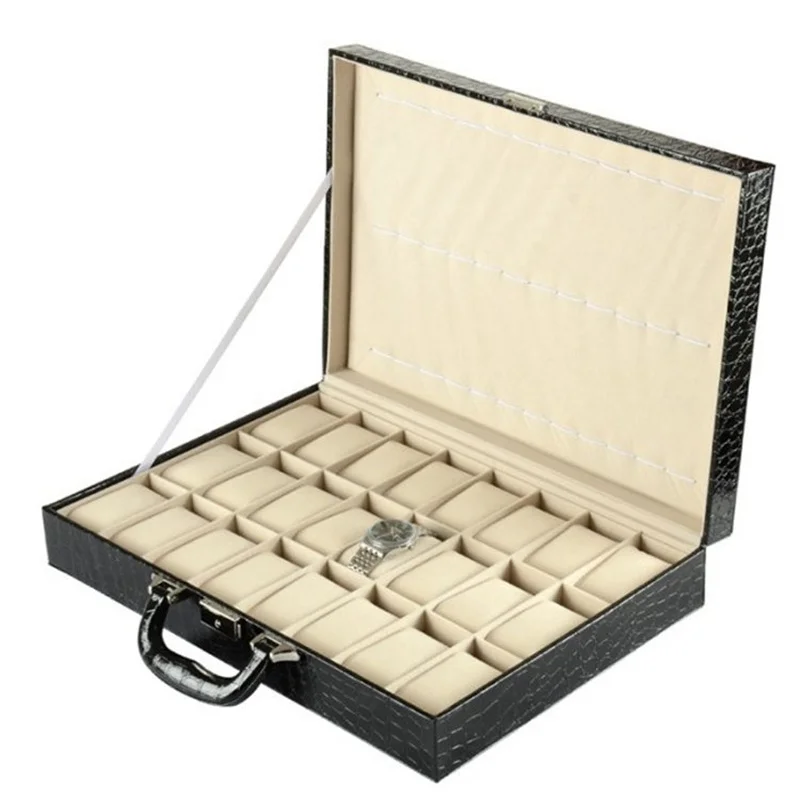 New PU Leather Watch Box Black Men's Watch Storage Box Case With Window Jewelry Women Gift Case Fashion Display Jewelry