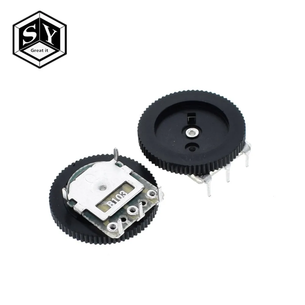 10 Pcs B103 16x2mm 10K Ohm Double Dial Taper Volume Wheel Duplex Potentiometer