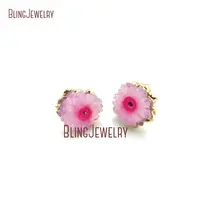 Розовый кристаллический кварц сталактитовый кристалл Druzy сережки-гвоздики с кристаллами Аква солнечной кварцевые гвоздики серьги ER16247