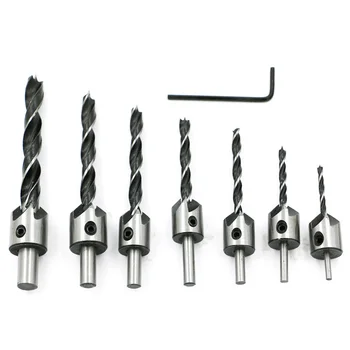

4/7PCS 3-10mm High Speed Steel Drill Bit Reaming Woodworking Chamfer Tool Three-pointed Woodwork Countersunk Drill Hole Reamer