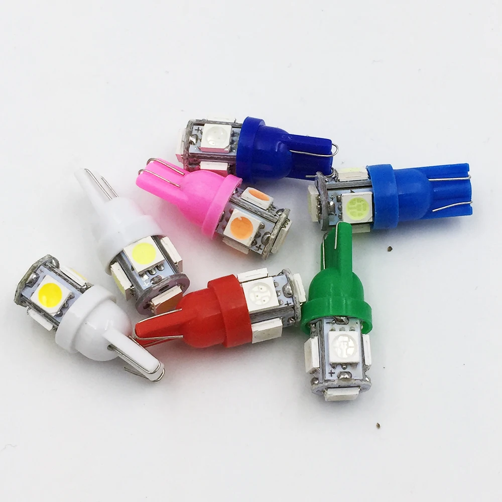 YSY 10 х 24В светодиодный T10 194 168 W5W 5 SMD 5050 5SMD светодиодная клиновидная лампа белый зеленый синий и красный цвета желтый 24 V DC t10 5smd 5050 5 светодиодный