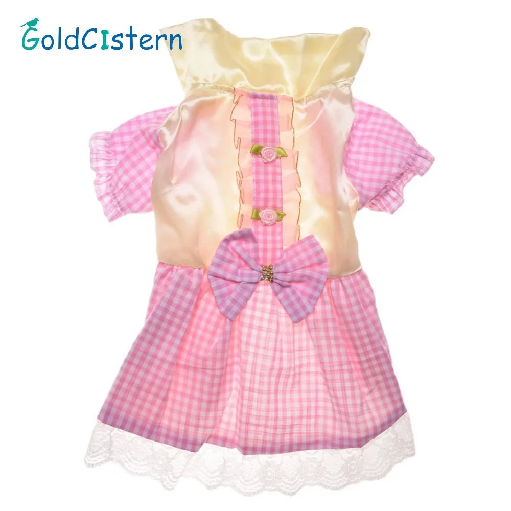 Summer Pet Dog Plaid Dresses Skirt Hot Sale Cute Dog Cat Dress New