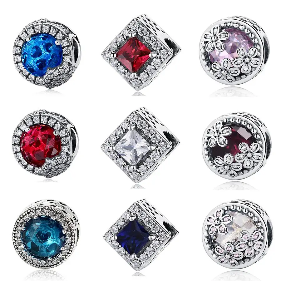 

2018 New 925 Sterling Silver Dazzling Daisy Crystal Radiant Charm Beads Fit Original Pandora Bracelets Fashion Jewelry Makings