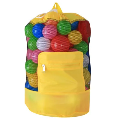 

Foldable Beach Toy Bag Sand Away Beach Storage Pouch Tote Mesh Bag Travel Toy Organizer Sundries Net Drawstring Storage Backpack