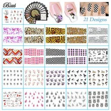 Bittb 2Pc Autoadesivo Del Chiodo Del Leopardo Della Piuma A Scacchi Cavallo Foto del Cane di Bellezza FAI DA TE Decalcomanie Del Chiodo Strumento di Manicure Del Chiodo Adesivo Fogli(China)