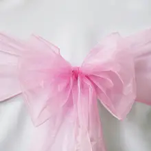 100 шт розовый органза стул пояса лук для свадьбы/вечерние банкетные украшения для стульев Свадебные вечерние перевязь