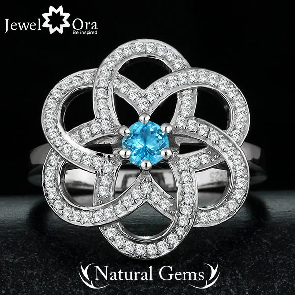

Natural Stone "Flower" Fashion Exaggerated Ring 925 Sterling Silver Jewelry for Women Come With Box (JewelOra RI101318)