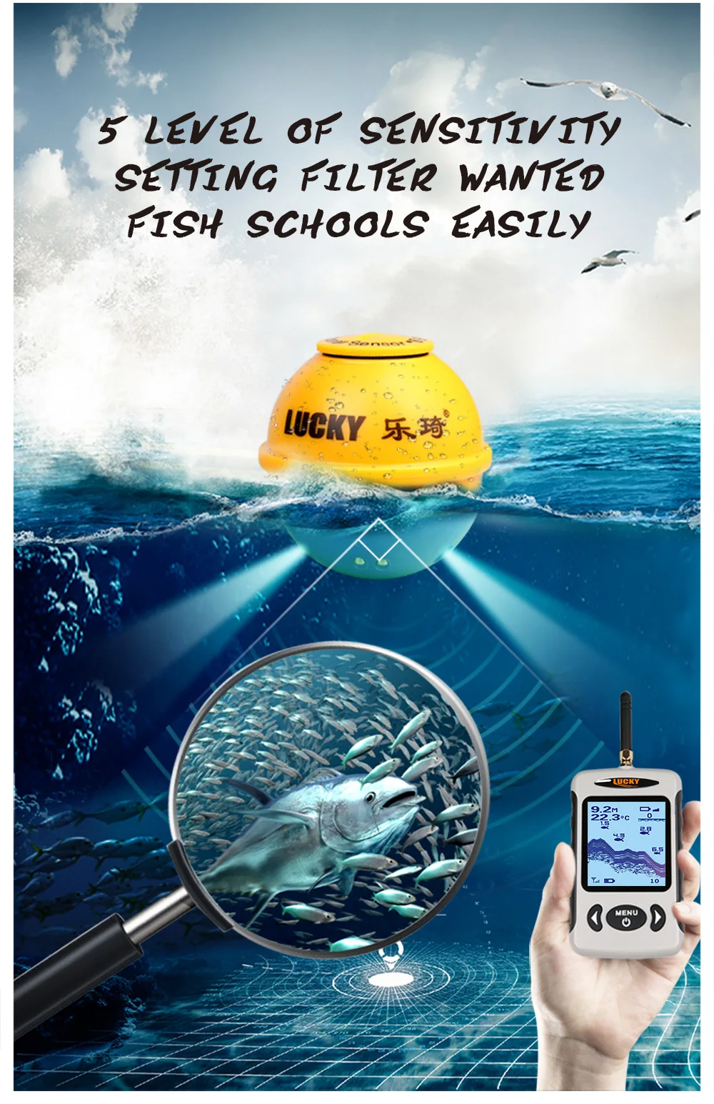 Lucky fishing finder ffw718la рыболокатор беспроводной дистанционный гидролокатор датчик 45 м глубина воды Рыбалка Рыба на английском pesca монитор