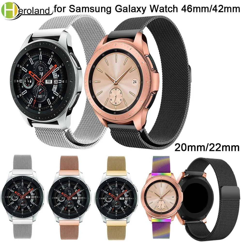 22 мм 20 ремешок из нержавеющей стали для Samsung Galaxy watch 42 46 Миланская петля запасной