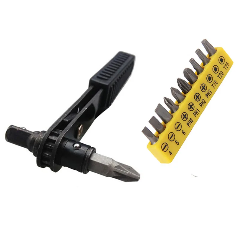 10pcs CR V Screwdriver Bit Set+1/4" Drive Mini Size Ratcheting Right